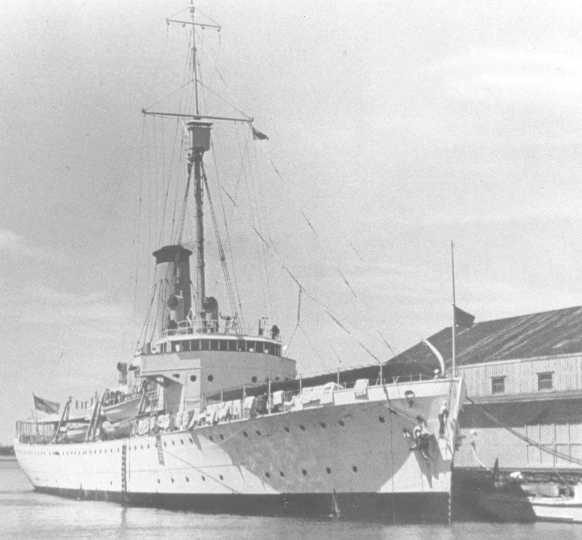 Black and white photograph of the U.S. Coast Guard cutter Itasca at sea.