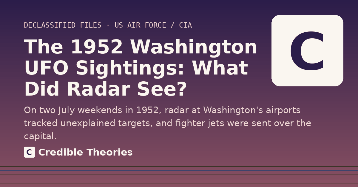 Title card: The 1952 Washington UFO Sightings: What Did Radar See?, from Credible Theories