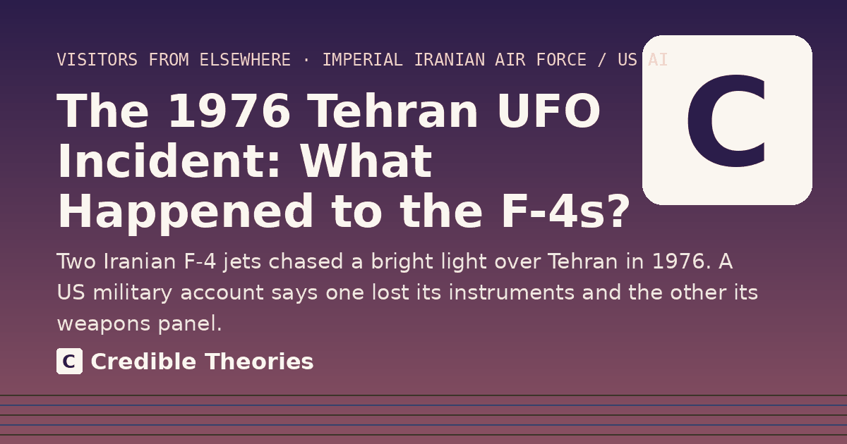 Title card: The 1976 Tehran UFO Incident: What Happened to the F-4s?, from Credible Theories