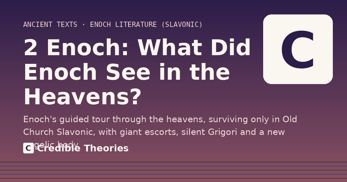 Title card reading "2 Enoch: What Did Enoch See in the Heavens?" from Credible Theories