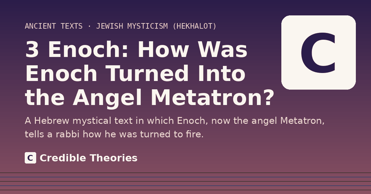 Title card reading "3 Enoch: How Was Enoch Turned Into the Angel Metatron?" from Credible Theories