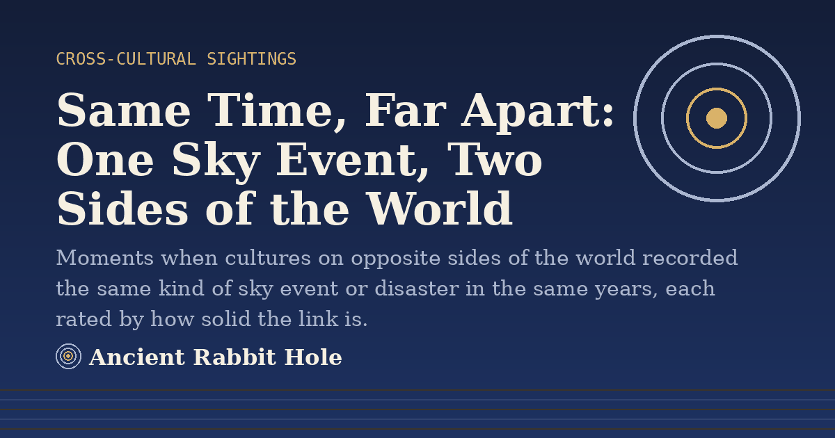 Title card: Same Time, Far Apart: One Sky Event, Two Sides of the World, from Credible Theories
