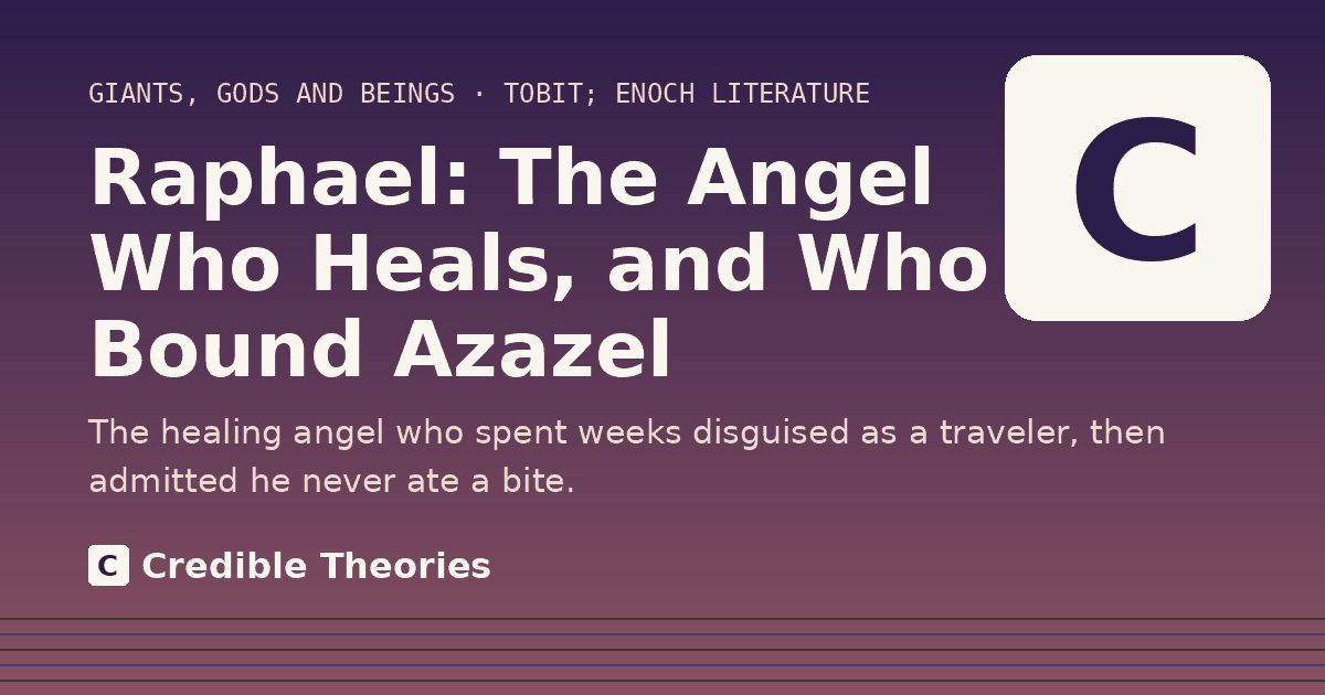 Title card reading "Raphael: The Angel Who Heals, and Who Bound Azazel" from Credible Theories