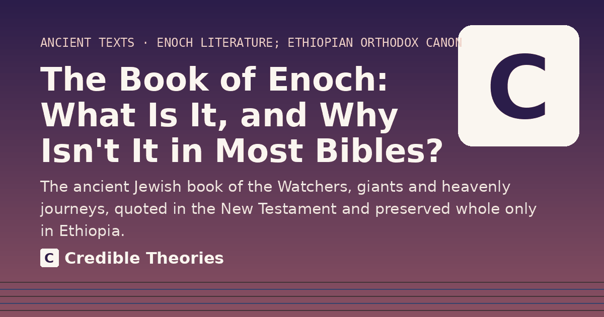 Title card reading "The Book of Enoch: What Is It, and Why Isn't It in Most Bibles?" from Credible Theories