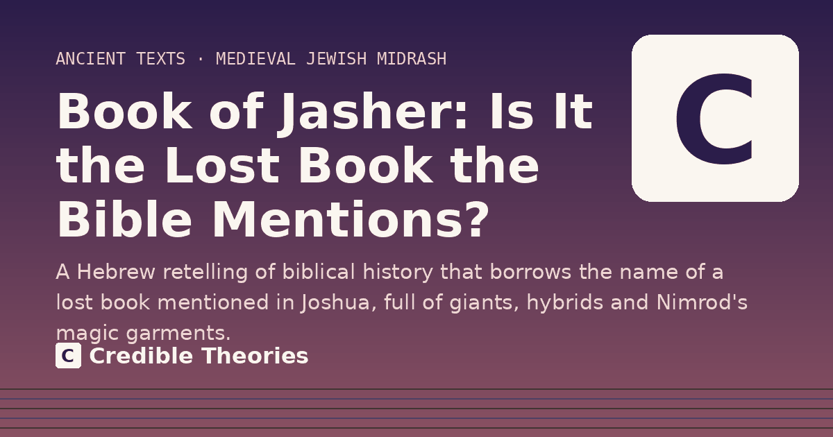 Title card: Book of Jasher, Is It the Lost Book the Bible Mentions?, from Credible Theories