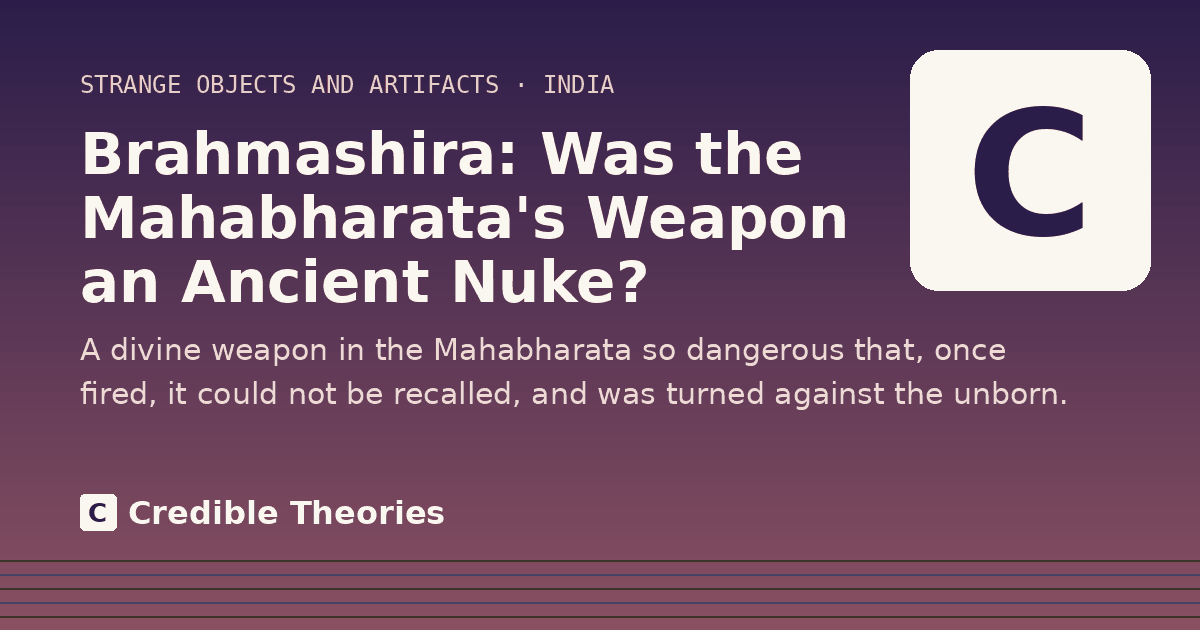 Title card: Brahmashira, Was the Mahabharata's Weapon an Ancient Nuke?, from Credible Theories