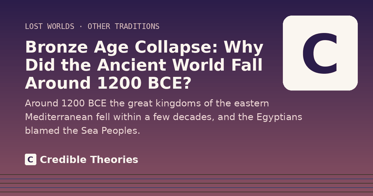 Title card: Bronze Age Collapse, Why Did the Ancient World Fall Around 1200 BCE?, from Credible Theories