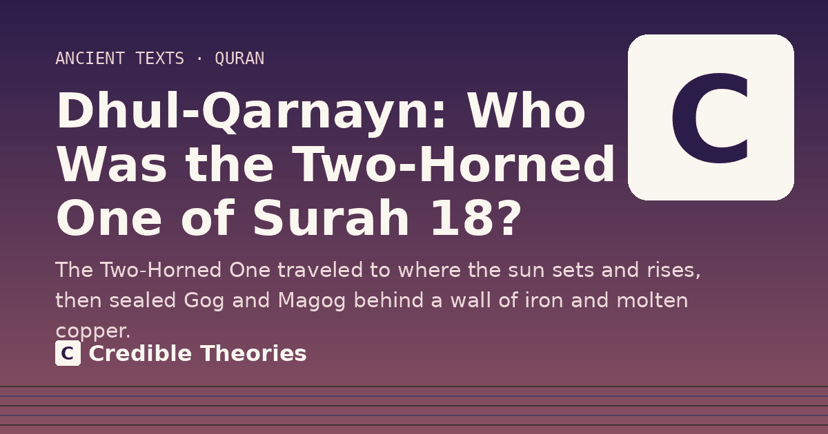 Title card: Dhul-Qarnayn, Who Was the Two-Horned One of Surah 18?, from Credible Theories