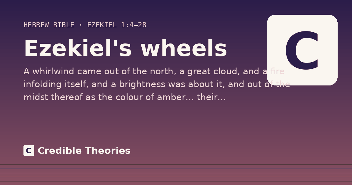 Ezekiel's wheels: A whirlwind came out of the north, a great cloud, and a fire infolding itself, and a brightness was about…
