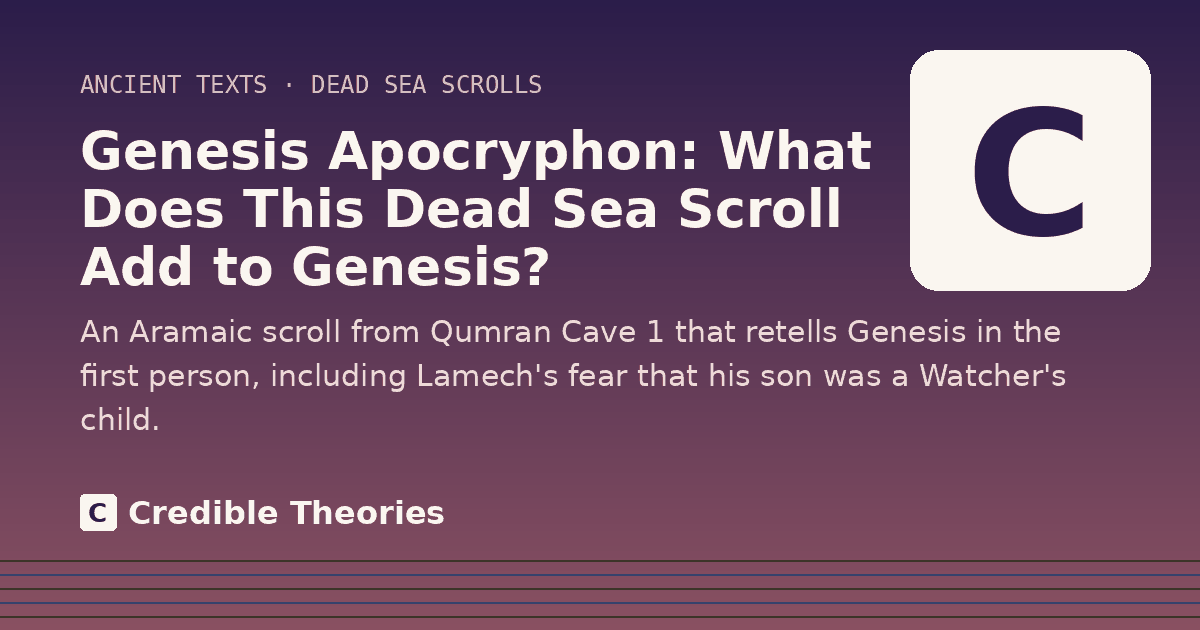 Title card reading "Genesis Apocryphon: What Does This Dead Sea Scroll Add to Genesis?" from Credible Theories