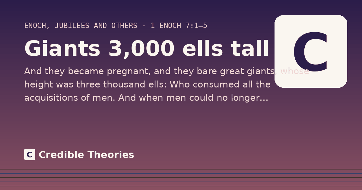 Giants 3,000 ells tall: And they became pregnant, and they bare great giants, whose height was three thousand ells: Who consumed all…