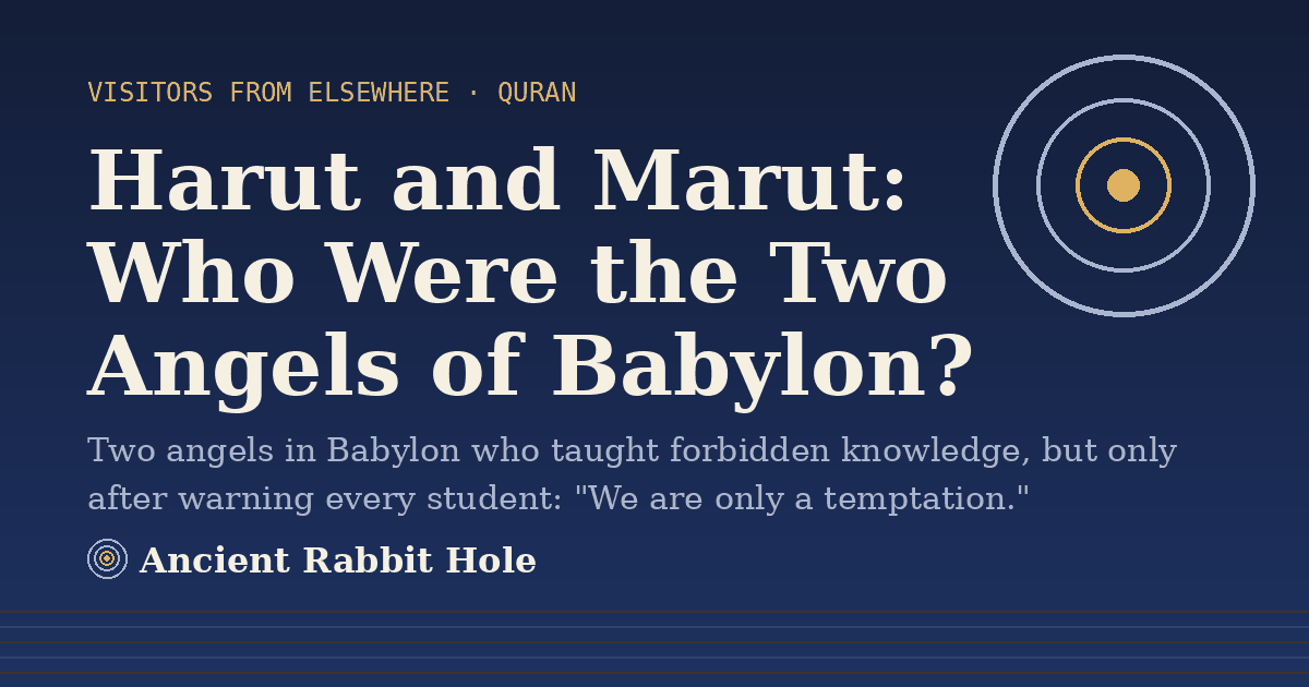 Title card: Harut and Marut, Who Were the Two Angels of Babylon?, from Credible Theories