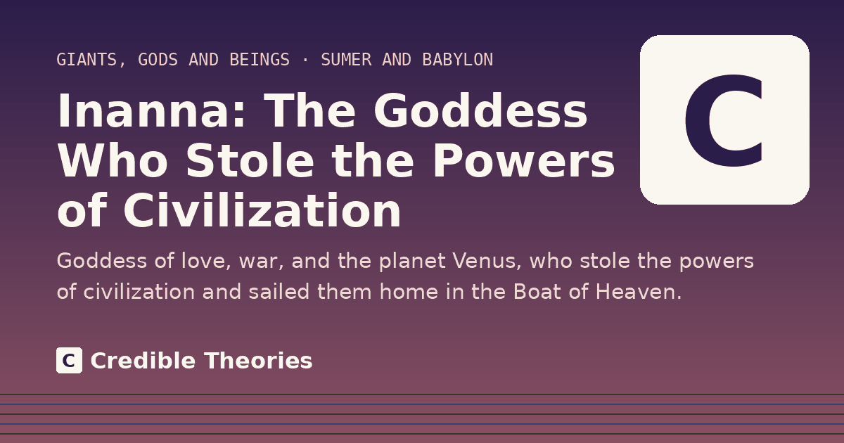 Title card: Inanna, The Goddess Who Stole the Powers of Civilization, from Credible Theories