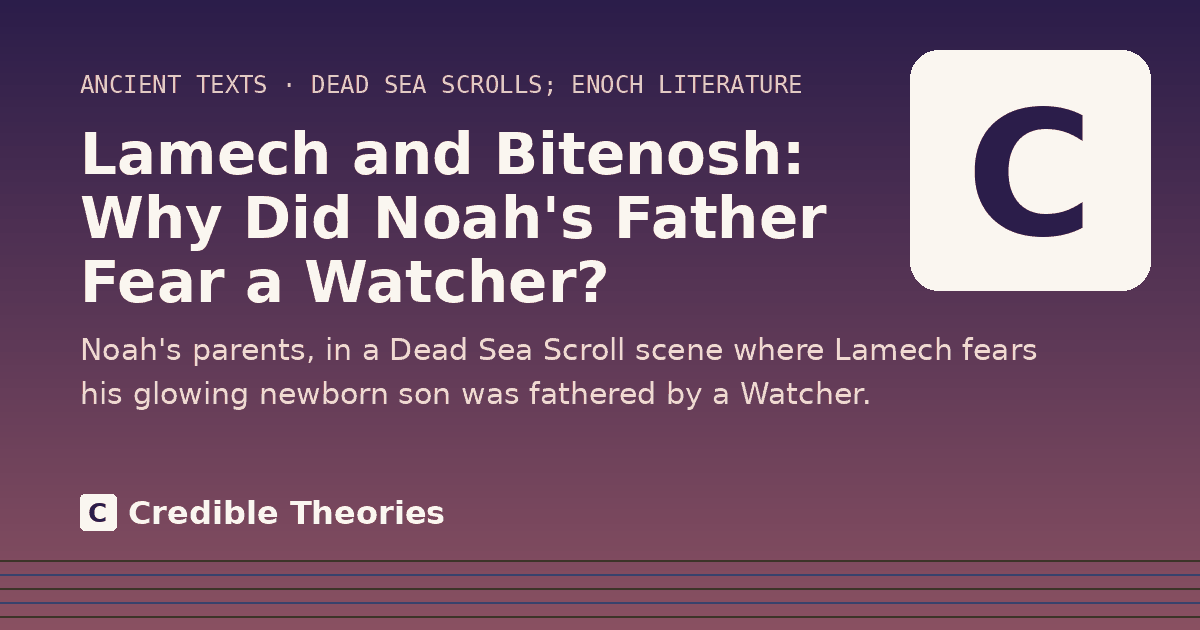 Title card reading "Lamech and Bitenosh: Why Did Noah's Father Fear a Watcher?" from Credible Theories