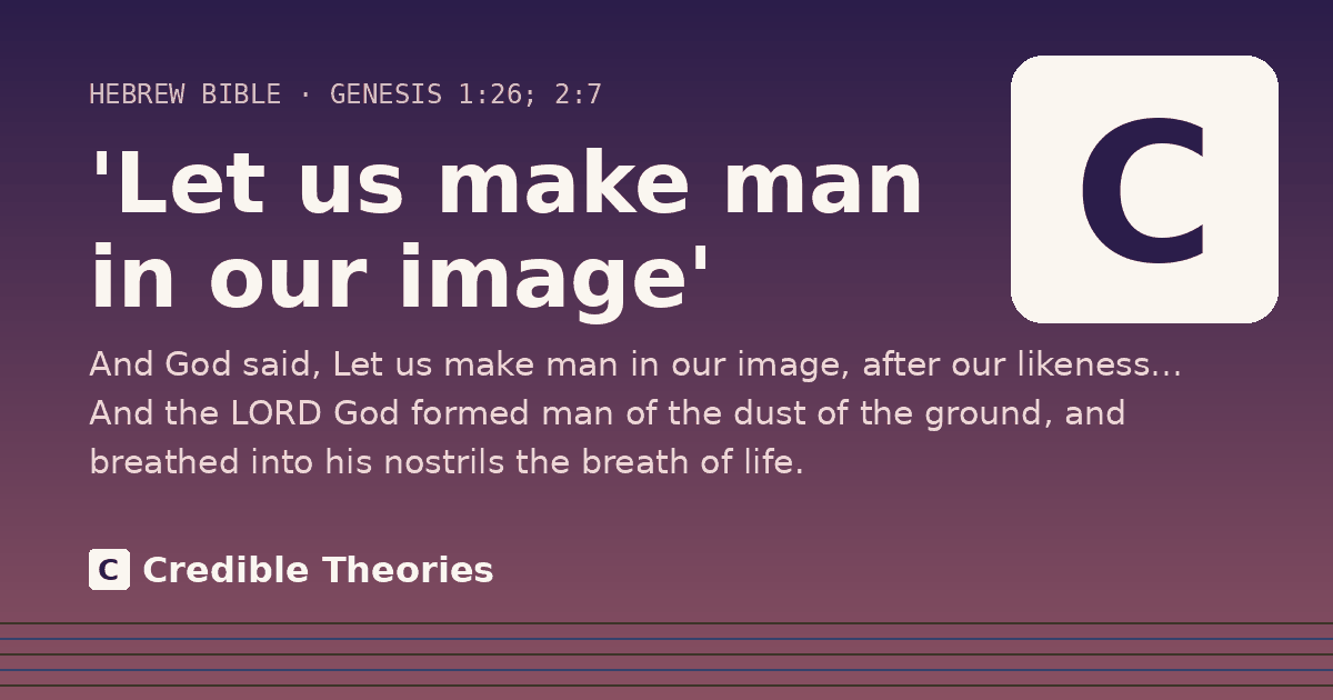 'Let us make man in our image': And God said, Let us make man in our image, after our likeness… And the LORD God formed man of the dust of…