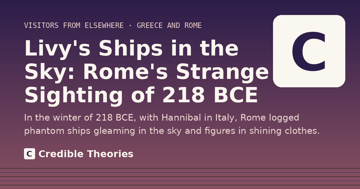 Title card: Livy's Ships in the Sky, Rome's Strange Sighting of 218 BCE, from Credible Theories