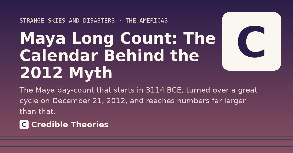 Title card: Maya Long Count, The Calendar Behind the 2012 Myth, from Credible Theories