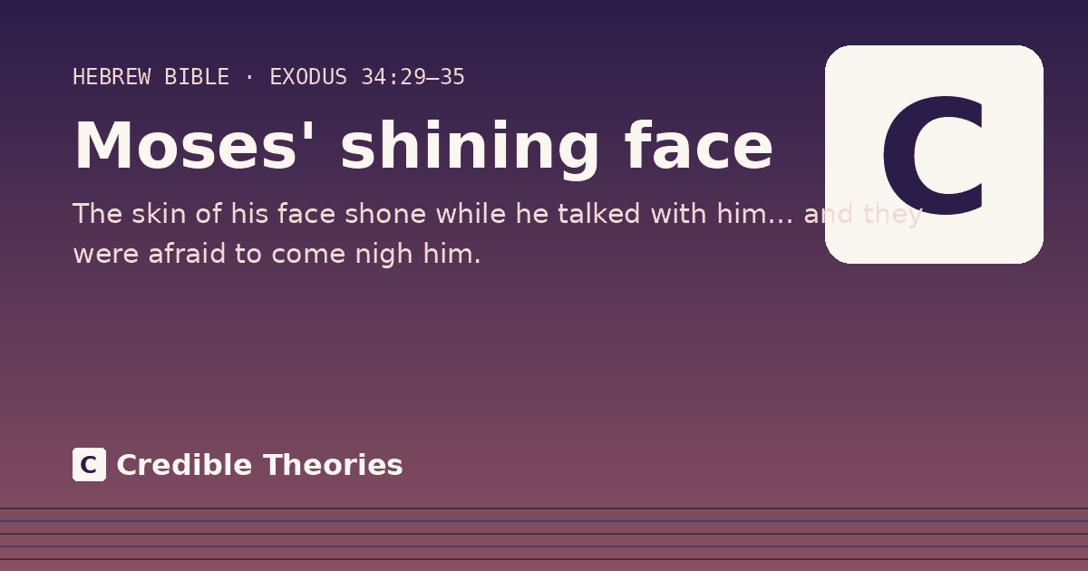 Moses' shining face: The skin of his face shone while he talked with him… and they were afraid to come nigh him.