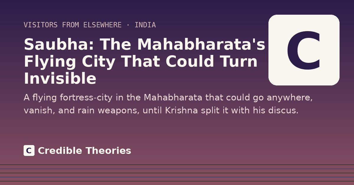 Title card: Saubha, The Mahabharata's Flying City That Could Turn Invisible, from Credible Theories