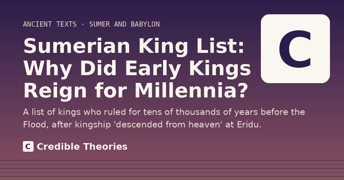 Title card: Sumerian King List, Why Did Early Kings Reign for Millennia?, from Credible Theories