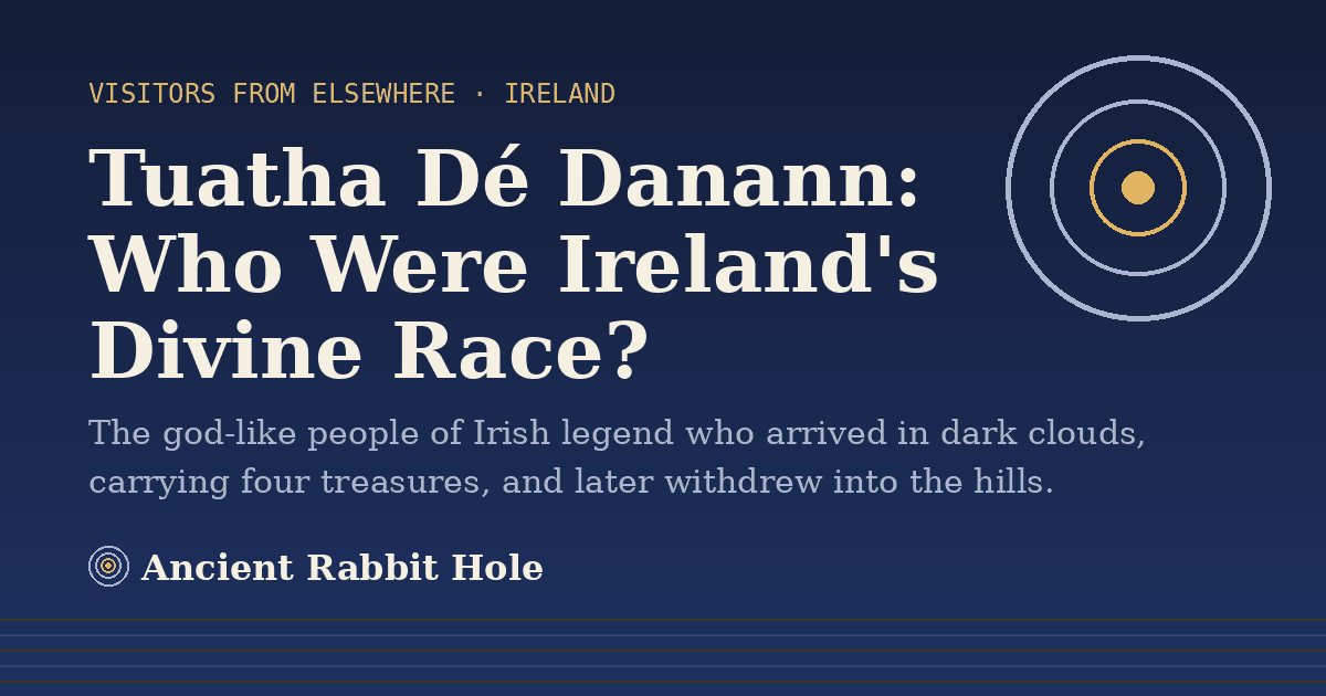 Title card: Tuatha Dé Danann, Who Were Ireland's Divine Race?, from Credible Theories