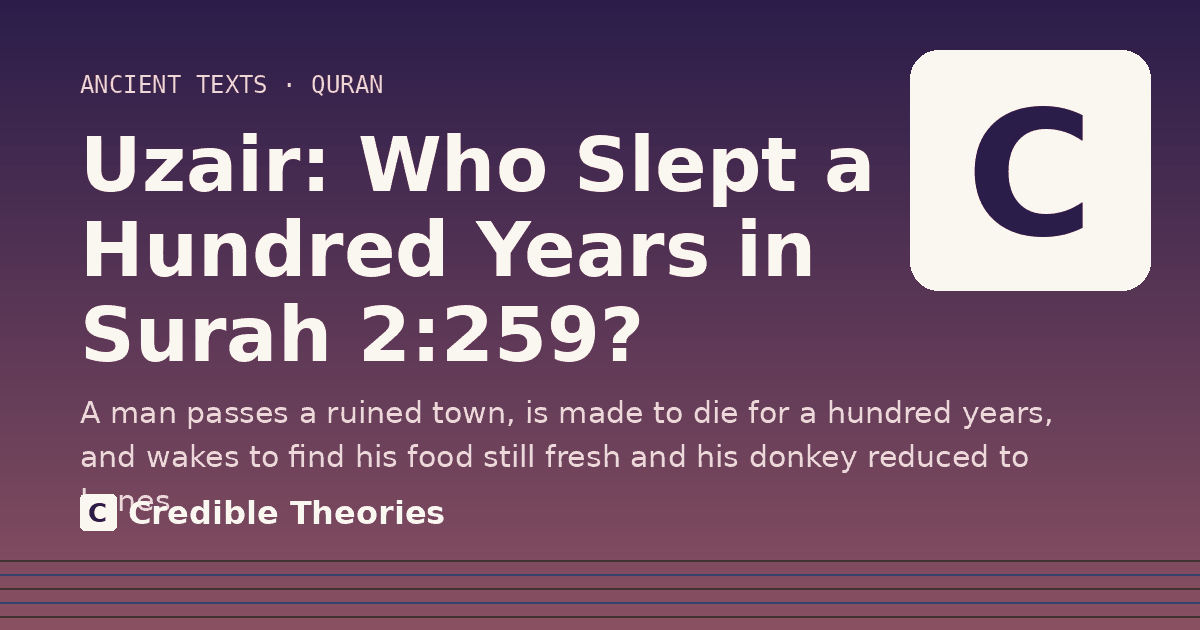 Title card: Uzair, Who Slept a Hundred Years in Surah 2,259?, from Credible Theories